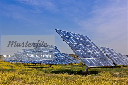 Solar panels in the power plant for renewable energy