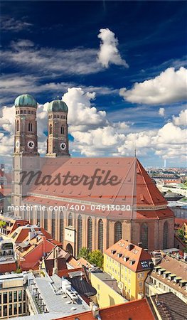 The famous Frauenkirche Church in central Munich Germany