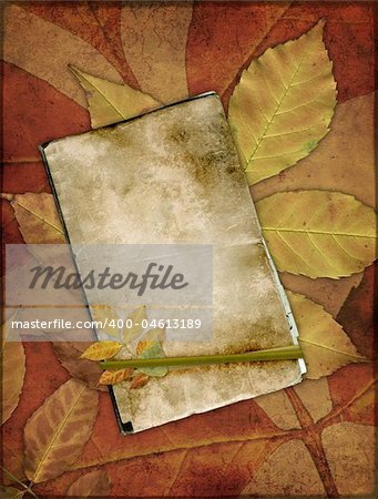 Grunge background with autumn leaves