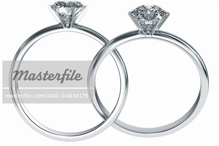 3d rendering of two diamond rings intertwined