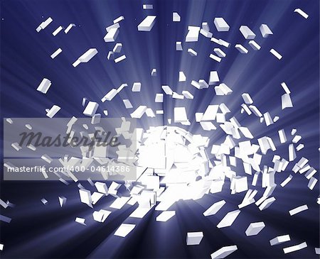 Abstract background illustration of shattered exploding geometric shapes