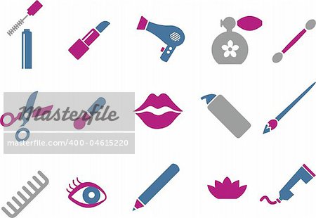Vector icons pack - Blue-Fuchsia Series, make-up collection