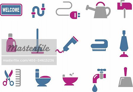 Vector icons pack - Blue-Fuchsia Series, house collection