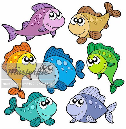 Various cute fishes collection - vector illustration.