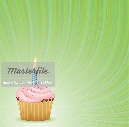 Birthday Green Vector Background. Cupcake Collection.