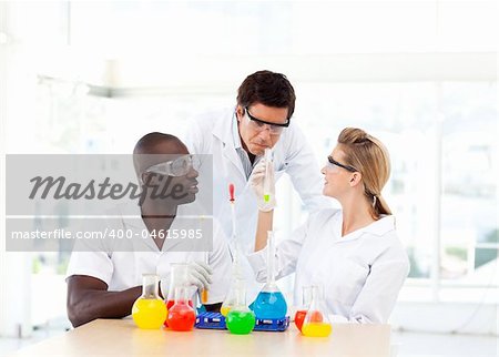 Scientists making experiments in a laboratory