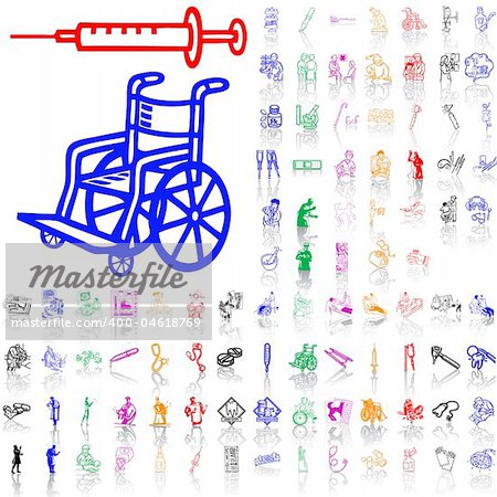 Set of medical sketches. Part 3. Isolated groups and layers. Global colors.