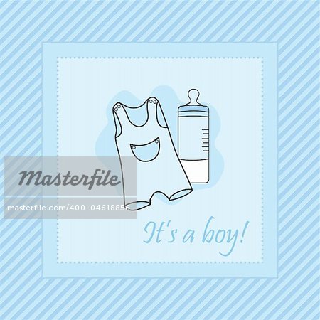 Baby card for newborn boy, vector illustration
