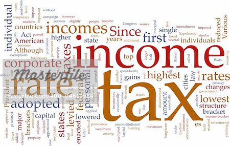 Word cloud concept illustration of  income tax