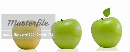 Fresh new and old apple on white background - nice advertising concept