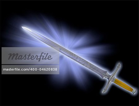Illustration of a magical fantasy Knight sword