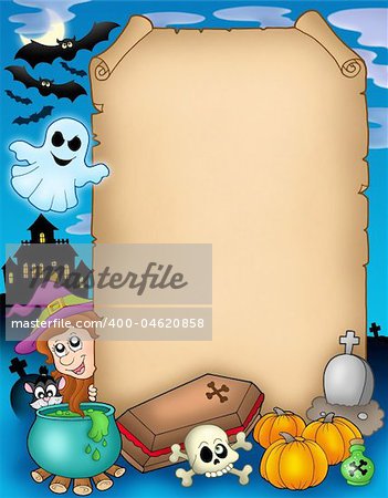 Halloween parchment 1 - color illustration.