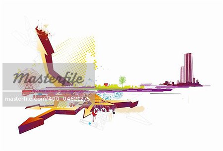 Vector illustration of style urban background