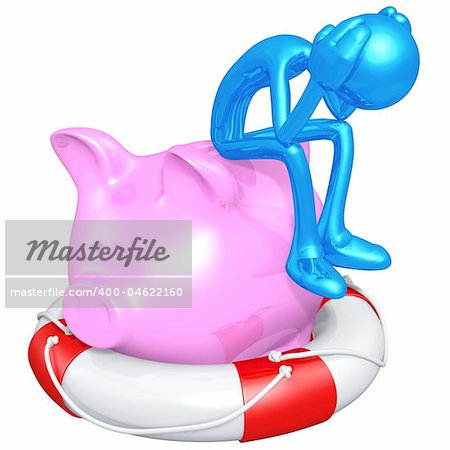 Lifebuoy Piggy Bank Concept And Presentation Figure In 3D