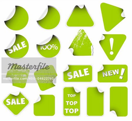 Set of green labels badges and stickers