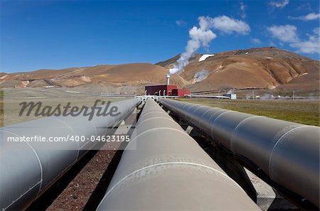 Geothermal power station in Iceland in the Krafla Volcanic region of Iceland.