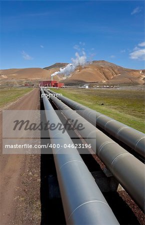 Geothermal power station in Iceland in the Krafla Volcanic region of Iceland.