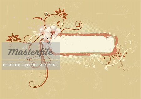 Vector illustration of Grunge Floral Decorative frame