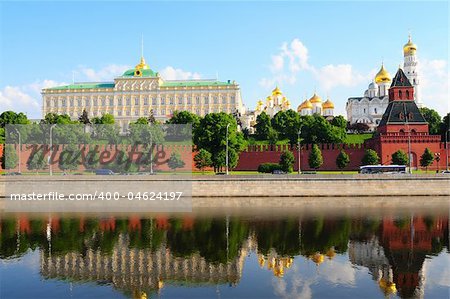 View From Moscow-river On Kremlin And Big Palace.