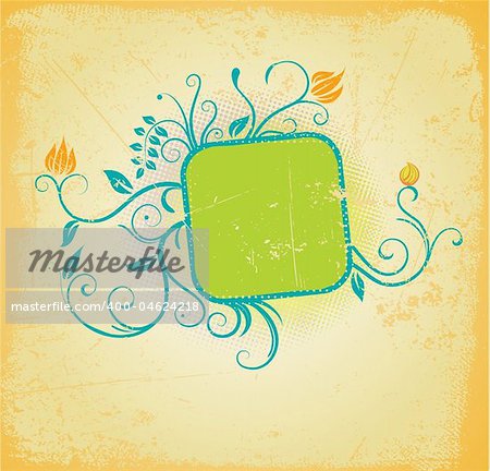 Vector illustration of Grunge Floral frame