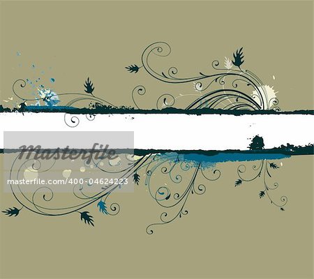 Vector illustration of Grunge Floral Decorative banner