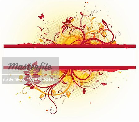 Vector illustration of Grunge Floral Decorative banner