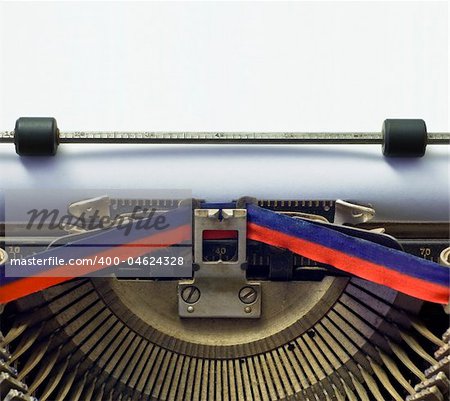 detail of vintage mechanical typewriter; space for you to insert your own text in 'typewriter' font