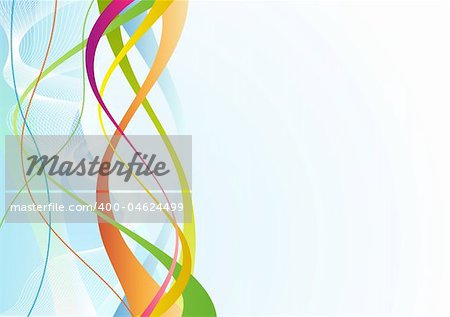 Vector illustration of blue abstract background made of colorful curved lines