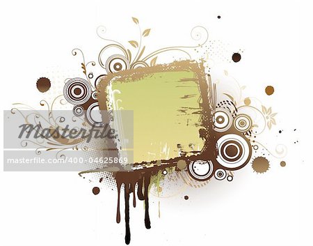 Vector illustration of urban floral background with Design elements over grunge stained frame.