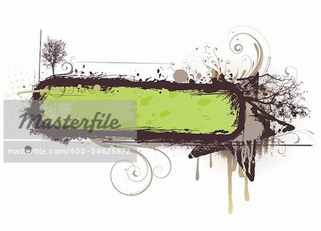 Vector illustration of urban floral background with Design elements over grunge stained frame.