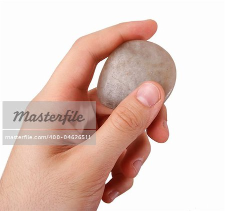 Man holding some pieces of rocks. Isolate on white.