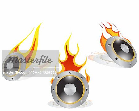 Hot loudspeakers background with shadows. Vector illustration.