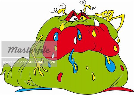 Vector illustration of ugly fat bacteria