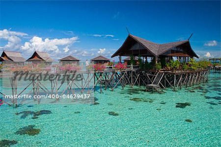 A man-made Kapalai island exotic tropical resort in the middle of ocean