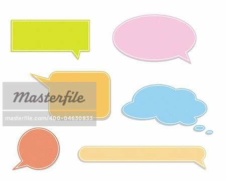 Set of colorful speech labels. Vector art