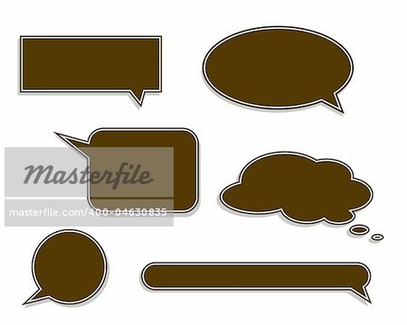 Set of brown speech labels. Vector art