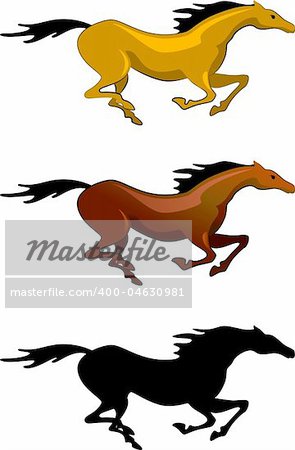 A horse running gallop. Isolated on white. EPS 8, AI