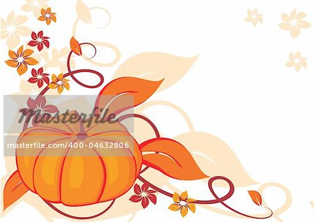 Autumnal background with pumpkin. Vector illustration.