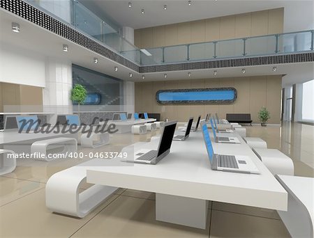 conceptual design of modern office interior (3D rendering)