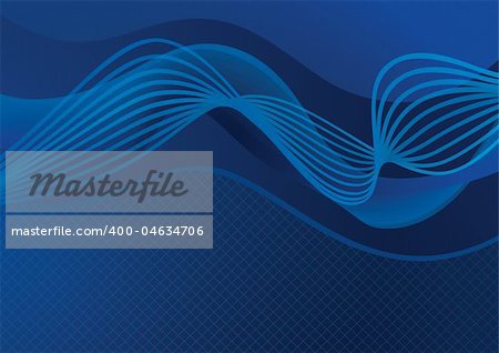 Abstract dark blue background with transparent waves