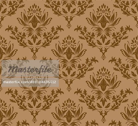 Damask seamless vector background.  For easy making seamless pattern just drag all group into swatches bar, and use it for filling any contours.