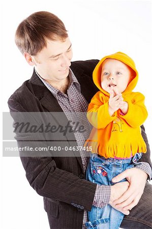 Father with baby, isolated