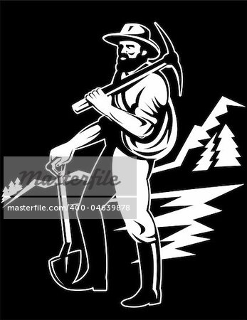 illustration of a Coal miner with pick axe