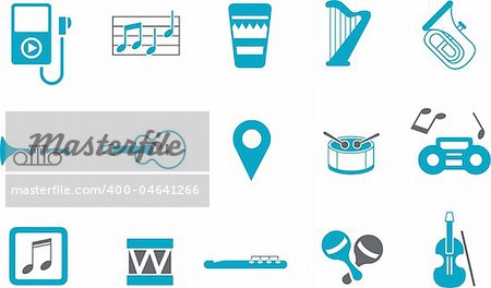 Vector icons pack - Blue Series, music collection