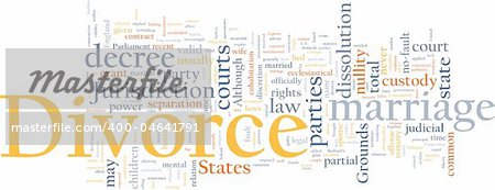 Word cloud concept illustration of divorce marriage