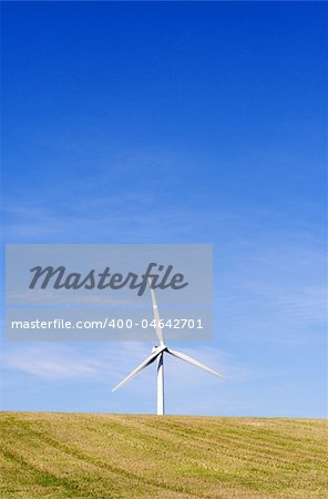 Wind turbine on field in Jutland, Denmark