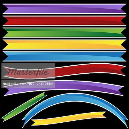 Set of 3D flowing ribbon banners - assorted colors.