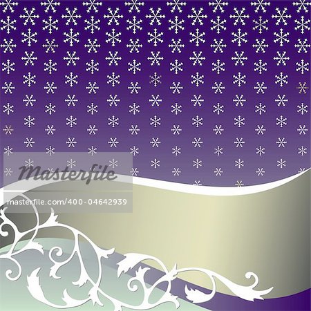 Abstract  christmas background with snowflakes and silvery banner