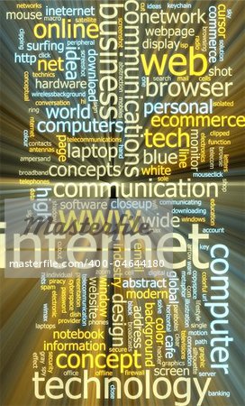 Word cloud concept illustration of internet web glowing light effect
