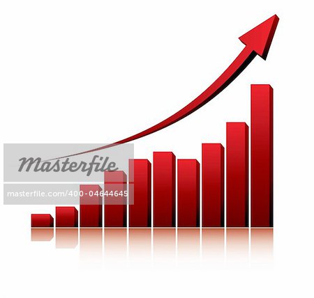 3d graph showing rise in profits or earnings / vector illustration